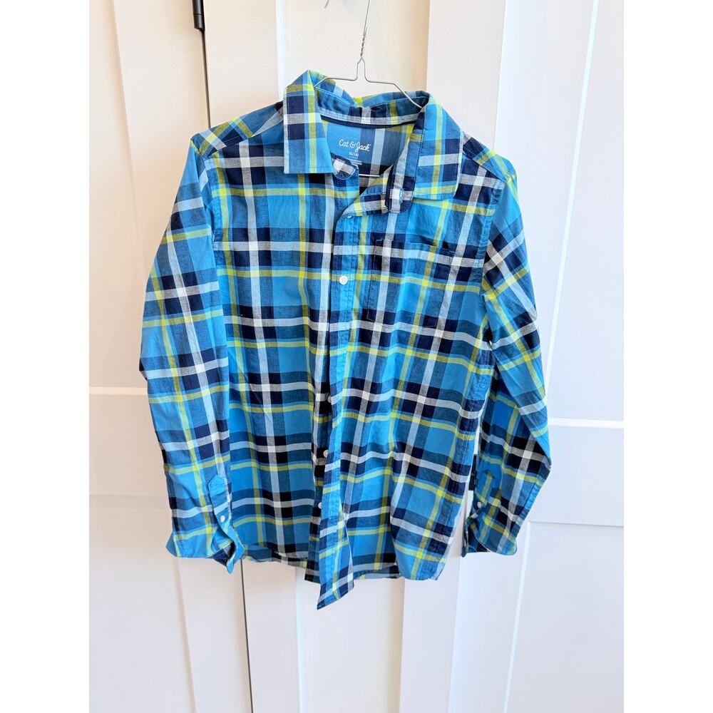 Cat & Jack Boys Plaid Button Down Size 16 Like New